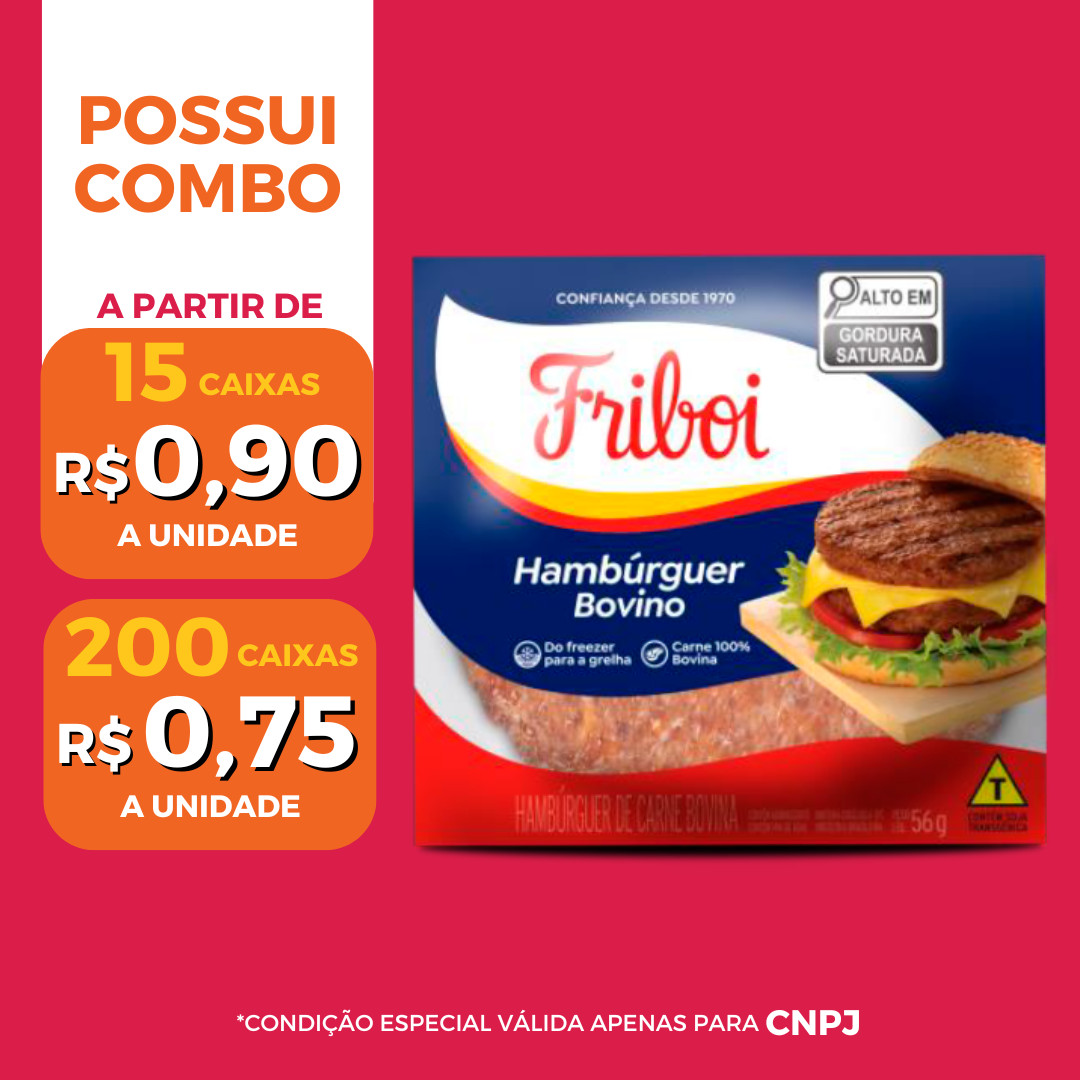 Hamburguer Bovino Cong 56g - Friboi